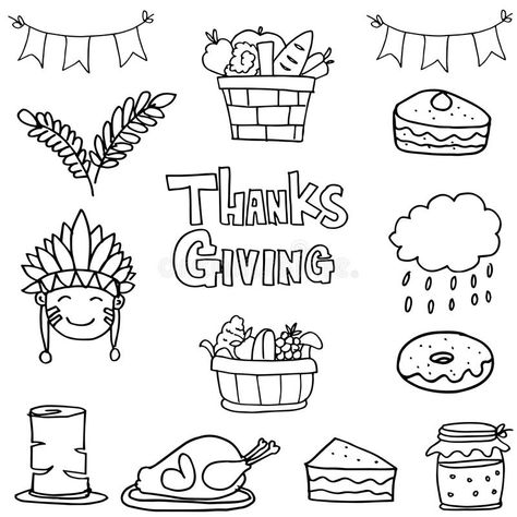 Hand draw element thanksgiving on doodles vector illustration Thanksgiving Doodles Bullet Journal, Cute Thanksgiving Doodles, September Doodles Easy, November Doodles Easy, Thanksgiving Easy Drawing, November Drawings Easy, Simple Thanksgiving Drawings, Thanksgiving Drawings Doodles, Easy Thanksgiving Drawings