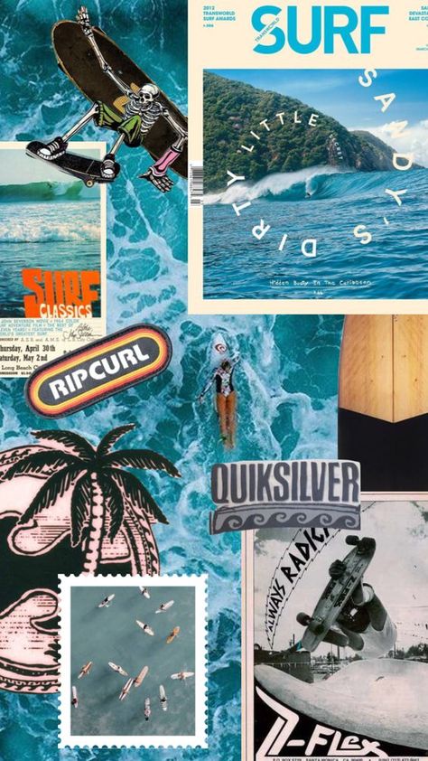 Surfer Astethic Wallpaper, Surf Iphone Wallpaper, Surfing Wallpaper Iphone, Surf Wallpaper Backgrounds, Vintage Surf Wallpaper, Surf Aesthetic Wallpaper, California Surf Aesthetic, Surfing Collage, Retro Surf Aesthetic