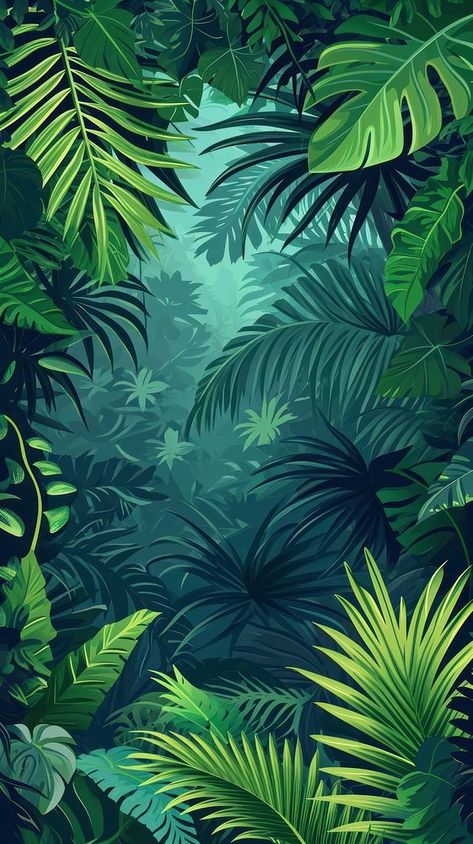 Tropical plant tree vegetation. | premium image by rawpixel.com Leaves Iphone Wallpaper, Iphone Wallpaper Tropical, Tropical Leaves Illustration, Palm Background, Jungle Images, Jungle Painting, Jungle Mural, Iphone Wallpaper Iphone, Tropical Illustration