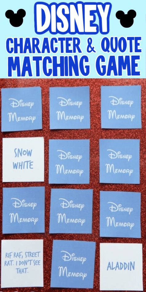 Try to match Disney characters to quotes in this fun Disney matching game that's great for adults, teens, or whole families! Disney Themed Games, Friends Free Printable, Disney Characters Quotes, Disney Camp, Best Party Games, Playing Computer, Back To School Lunches, Disney Camping, Disney Activities