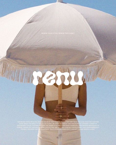 renu - renew your style, renew your planet🌍 the brand’s ethos’s revolves around the belief that fashion should not only make you look good but also feel good about the impact it has on the planet 🌊♻️ @briefclub Social Design Inspiration, Gen Z Graphic Design Trends 2024, You Look Good, Fashion Brand Logos, Swim Branding, Swimwear Branding, Summer Branding, Aesthetic Brands, Fashion Brand Logo