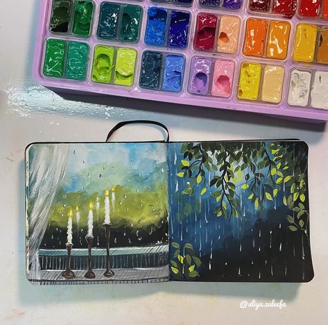 Bringing the serenity of a rainy day to life with gouache.🍃🌧️🪄 . . . @pinterest @thoovi.arts @miyahimi.in . #gouachepainting #gouache #rain #raindrops Painting A Rainy Day, Rainy Day Painting, Rain Painting, Nature Art Painting, A Rainy Day, Gouache Painting, Rainy Day, Drawing Ideas, Nature Art