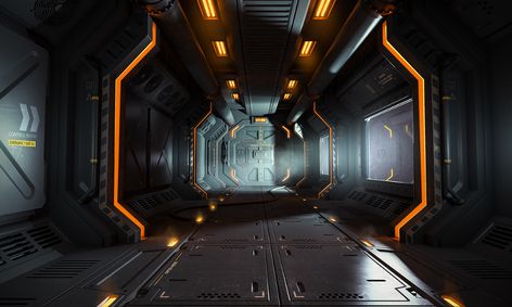 Space station bay on Behance Spaceship Interior Concept Art, Concept Art Inspiration, Space Station Interior, Futuristic Concept Art, Scifi Interior, Interior Concept Art, Laboratory Design, Sci Fi Props, Spaceship Interior