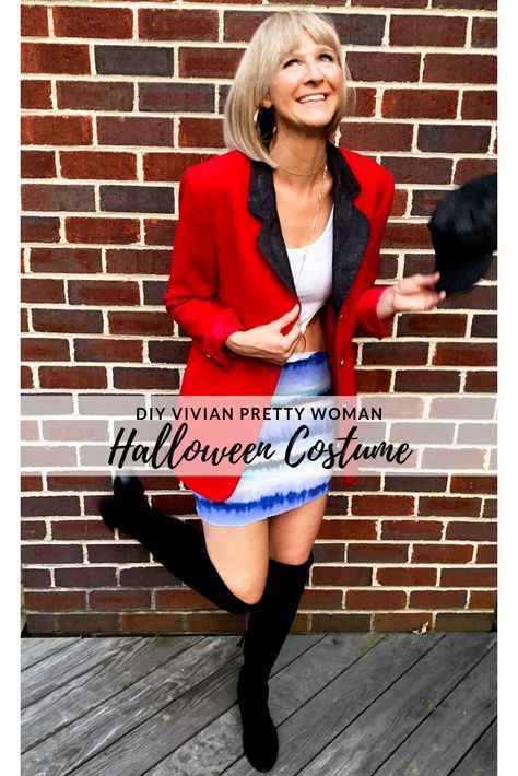 Diy Pretty Woman Costume, Pretty Woman Costume Diy, Vivian Pretty Woman Costume, Pretty Women Halloween Costume, Pretty Woman Costume Couple, Pretty Women Costumes, Thrift Store Halloween Costume, Pretty Woman Halloween Costume, Pretty Woman Halloween