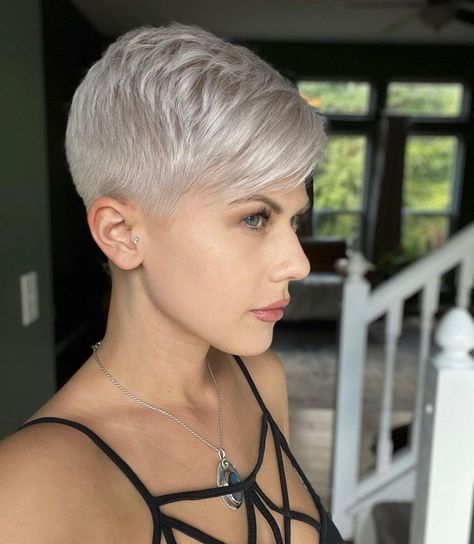 Pixie Fade, Short Cropped Hair, Short Spiked Hair, Short Silver Hair, Short Hair Images, Crop Hair, Really Short Hair, Very Short Haircuts, Short Hair Pixie Cuts