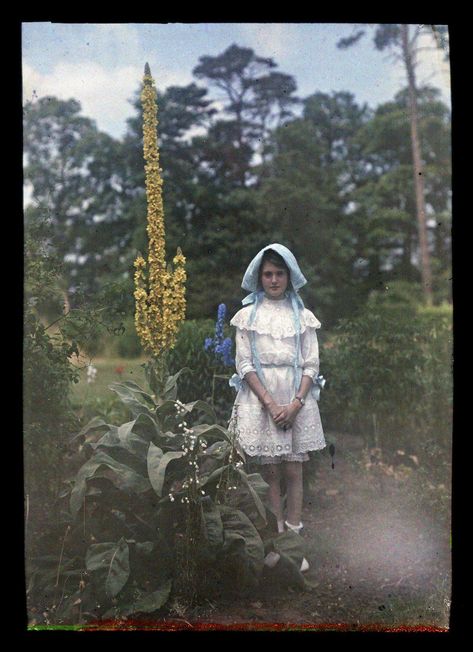 Girls And Gardens : The English Lady's Autochromes (c.1908) - Flashbak Childhood Innocence, Subtractive Color, Image Positive, Colorized Photos, Color Film, Girl Standing, Female Photographers, Colour Photograph, Belle Epoque