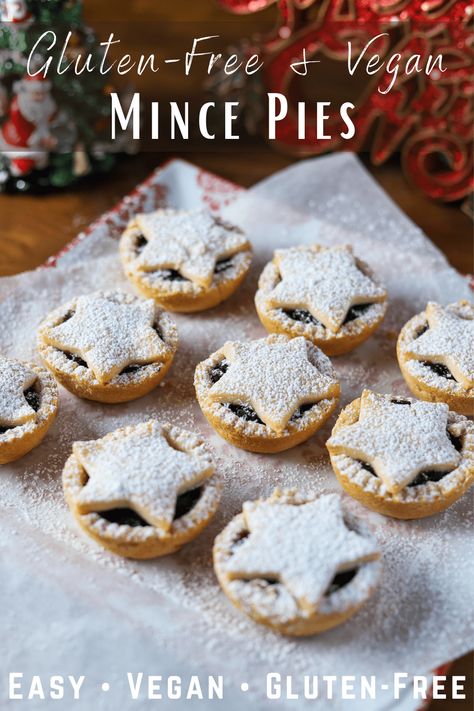 Gluten Free Mincemeat Pie, Vegan And Gluten Free Baked Goods, Gluten Free Shortcrust Pastry Recipe, Vegan Gluten Free Christmas Desserts, Vegan Christmas Pie, Christmas Vegan Recipes, Gluten Free Mince Pies, Mincemeat Recipes, Vegan Mince Pies