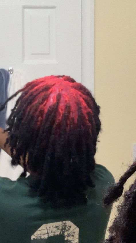 Color Roots Black Hair, Colored Roots With Black Hair, Black Hair Locs, Half Colored Hair, Pink Roots, Pink Dreads, Boy Braids Hairstyles, Dreadlock Hairstyles For Men, Short Locs Hairstyles