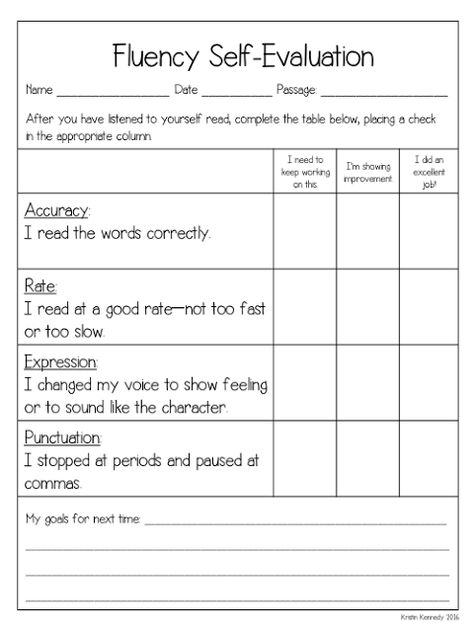 Fluency Self-evaluations Using iPads (With Free Rubric) Reading With Expression, Reading Rubric, Teaching Fluency, Student Self Evaluation, Reading Fluency Activities, Self Evaluation, Student Self Assessment, Fluency Activities, Reading Assessment