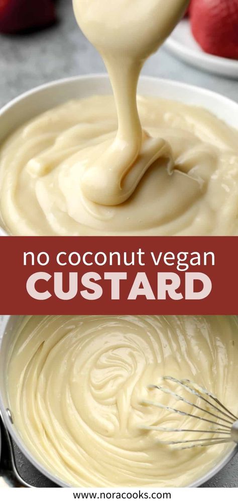 Vegan Custard Gluten Free Dairy Free Coconut Cream Pie, Coconut Cream Custard, Vegan Cream Recipe, Vegan Cream Dessert, Vegan Half And Half, Vegan Bavarian Cream, Recipes With Cream Of Coconut, Vegan Boston Cream Pie, Easy Desserts Vegan