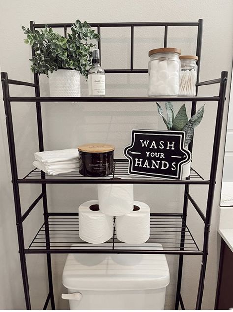 Shelf Decor For Bathroom, Bathroom Shelf Inspiration, Bathroom Counter Decor, Bathroom Shelf Decor, Restroom Decor, Bathroom Decor Apartment, Bathroom Design Decor, Bathroom Inspiration Decor, Apartment Bathroom