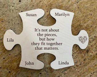 KobbTraptions - Etsy Puzzle Pieces Quotes, Valentine Resin, Puzzle Room, Valentine 2024, Puzzle Piece Art, Puzzle Piece Crafts, Pottery Display, Gifts Homemade, Memorial Ideas