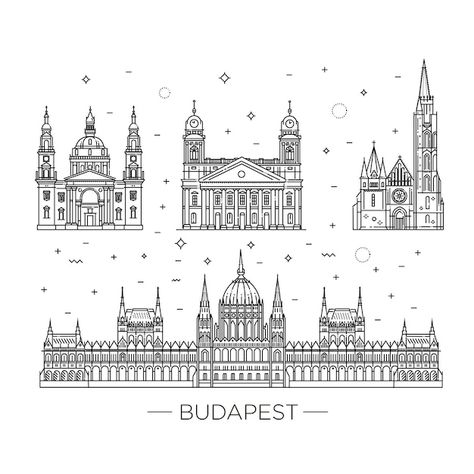 Building Tattoo, Hungarian Parliament Building, Landmark Buildings, Drawing Journal, Historical Buildings, Famous Landmarks, Budapest Hungary, Line Icon, Album Photo