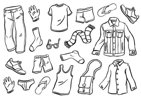 Line Art Clothes, Drawing Of Clothes, Clothes Doodle, Clothing Doodles, Doodle Clothes, Shirt Doodle, Doodle Shirt, Man Clothes, Clothes Shirt