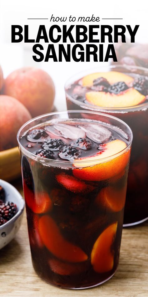 Red Wine Blackberry Sangria Recipe - Nurtured Homes Blackberry Sangria Recipe, Tequila Sangria, Homemade Red Wine, Blackberry Yogurt, Peach Sangria Recipes, Blackberry Sangria, Homemade Sangria, Spanish Red Wine, Watermelon Wine