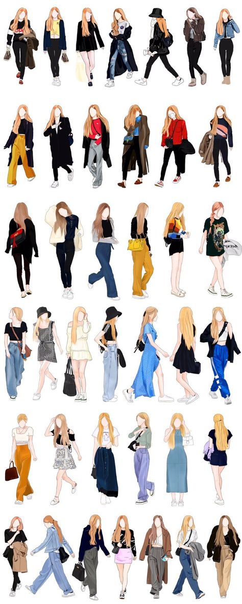 200413 RosAirport fashion fanart twt@tidakbisa14 Korean Fashion Dress Elegant, Fashion Fanart, Korean Airport Fashion, 일본 패션, Fashion Design Patterns, Foto Tips, Elegante Casual, Quick Outfits, Easy Trendy Outfits