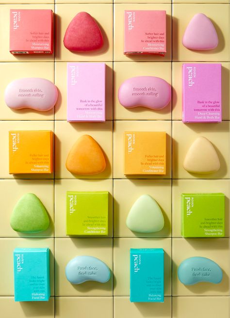 Proving Bars Of Soap Don't Have To Be Boring With Peach by Grove Collaborative | Dieline - Design, Branding & Packaging Inspiration Bar Soap Product Photography, Soap Bar Packaging Design, Bar Soap Packaging Design, Soap Package Design, Peach Branding, Soap Branding, Bar Soap Packaging, Health Branding, Soap Package