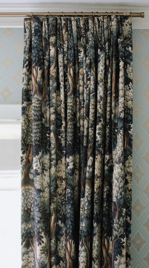 Cabin Curtains Rustic Bedroom, Chris Loves Julia Curtains, Dark Patterned Curtains, Pattern Drapes For Living Room, Dark Curtains Dining Room, Velvet Curtains In Bedroom, Bold Curtains Bedroom, Patterned Curtains Dining Room, Moody Bedroom Window Treatments