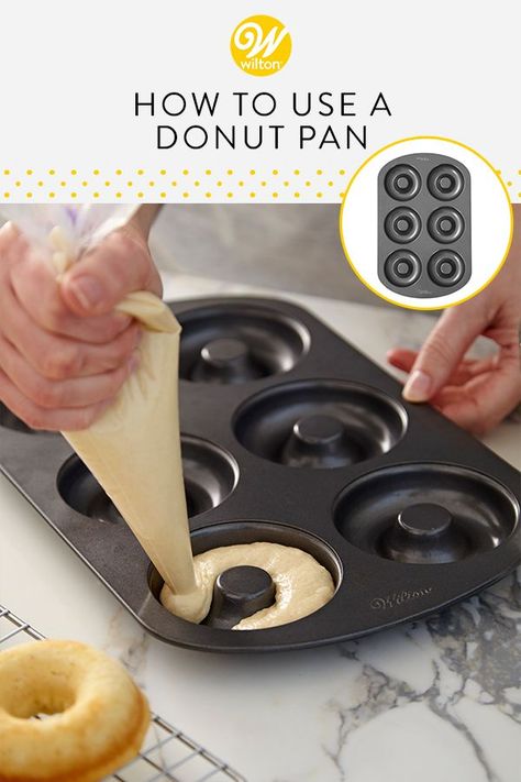 Want to satisfy that donut craving without leaving the house? Try making your own! No need to heat up the oil, with one of these non-stick donut pans, you can bake a batch of fresh donuts in no time. Available in a variety of sizes, our non-stick donut pans are great for bakers of all skill levels.  #wiltoncakes #donuts #bakeware #donutpan #homemadedonut #doughnut #doughnutpan #baking #homemadedoughnut #homemade #easy #simple #blog #blogpost #blogger #beginner #basic #howto #desserts #breakfast Donut Pan Recipe, Chocolate Donuts Baked, Donut Baking Pan, Cake Donuts Recipe, Doughnut Pan, Donut Pan, Making Donuts, Homemade Donuts Recipe, Homemade Doughnuts