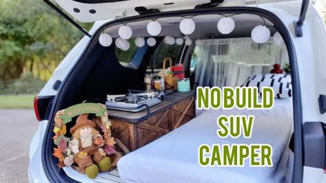 Car Camping Conversion, Car Camping Storage Ideas, Camping Suv Ideas, Hyundai Tucson Camping, Hyundai Santa Fe Car Camping, Suv Home, Suv Living Ideas, Suv Camping Hacks, Suv Hacks