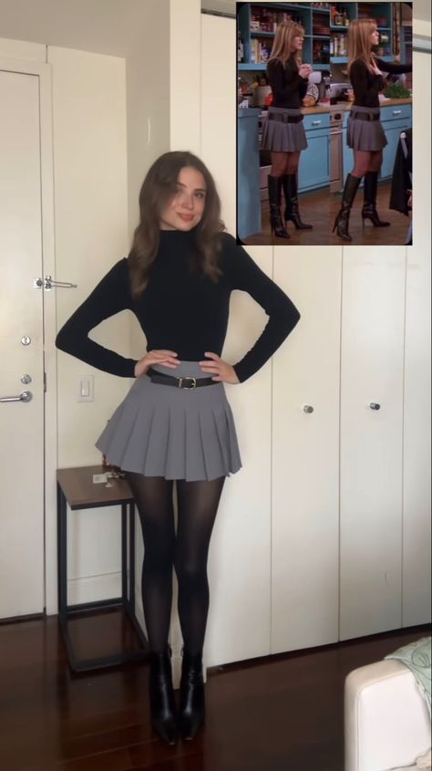 Gray Skirt Outfit, Panty Hose, Sixth Form, Grey Skirt, Rock Outfit, Uni Outfits, Fall Fits, Outfit Inspo Fall, Winter Fashion Outfits