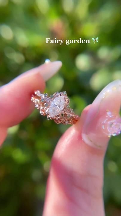 Fairy Ring Wedding, Fairy Inspired Wedding Rings, Fairytale Promise Ring, Fairy Like Wedding Ring, Angelic Engagement Ring, Disney Princess Rings Engagement, Briar Rose Engagement Ring, Fairy Tail Wedding Ring, Non Traditional Engagement Rings Sapphire