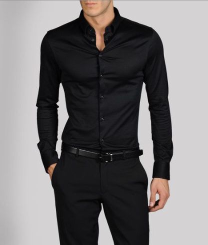 Fashion Outfits Men, Fitness Fashion Outfits, Formal Men Outfit, Fashion Hacks Clothes, Design Lab, Armani Men, Black Dress Pants, Clothing Hacks, Black Shirt Dress