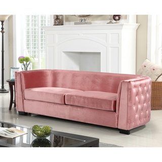 Chic Home Sofa Velvet Upholstered Button Tufted (blush), Pink Girly Bed, Blush Living Room, Traditional Living Room Furniture, Chic Home Design, Contemporary Design Style, Sofa Velvet, Sofa Pillows Arrangement, Comfy Couch, Salon Ideas