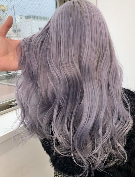 Hair Color Ideas Korean, Ash Purple Hair, Lavender Grey Hair, Purple Blonde Hair, Purple Grey Hair, Light Purple Hair, Elegance Dress, Grey Hair Dye, Korean Hair Color