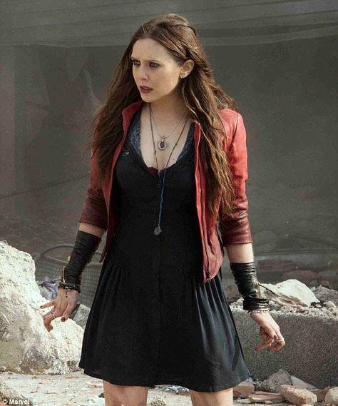 Toned down: The 27-year-old actress said director Joss Whedon assured her that she would 'never, ever' have to wear the revealing costume Scarlet Witch Avengers, Scarlet Witch Costume, Olsen Scarlet Witch, Scarlet Witch Cosplay, Witch Cosplay, Elizabeth Olsen Scarlet Witch, Scarlet Witch Marvel, Scarlett Witch, Avengers Age