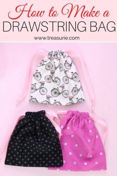 Diy Drawstring Bag, Make A Drawstring Bag, Leather Purse Pattern, Drawstring Bag Diy, Drawstring Bag Tutorials, Drawstring Bag Pattern, Small Drawstring Bag, Gift Bags Diy, Pouch Sewing