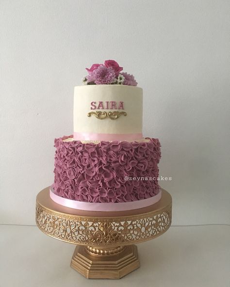 Happy Birthday Saira 🎉🎊🎉 -  Our 1st two tiered cake in layers of Vanilla Buttercream and Strawberry Jam topped with fresh flowers.  Thank… Two Tiered Cake, Pastry School, Tiered Cake, Happy Birthday Quotes For Friends, 1st Birthday Cake, Vanilla Buttercream, Happy Birthday Quotes, Strawberry Jam, Birthday Quotes