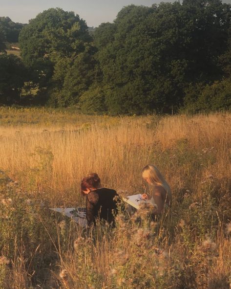 Couples In Field Aesthetic, Painting Photography Aesthetic, Friends Nature Aesthetic, Mysterious Summer Aesthetic, Spring Aesthetic With Friends, Paintings For 3 Best Friends, Cottage In A Field, 2024 Lifestyle Aesthetic, Friends In A Field Aesthetic