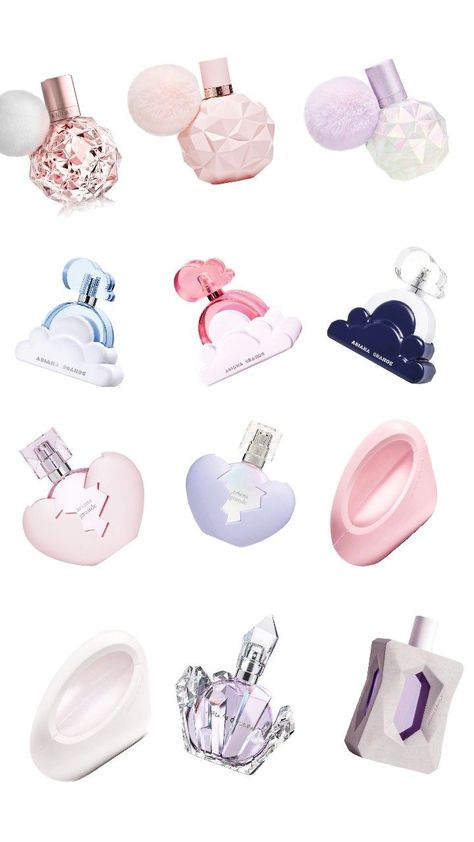 All of the Ariana Grandes perfumes!💅 Ariana Grande Perfumes, Ariana Grande Perfume, Body Mist, Perfume Oils, Christmas Wishlist, Ariana Grande, Lotion, Makeup, Make Up