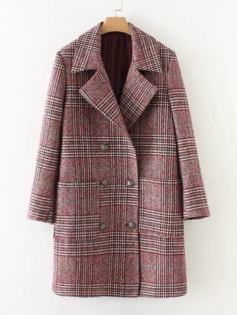 Long Plaid Coat, Red Plaid Coat, Red Long Coat, Tartan Coat, Checkered Coat, Mode Mantel, Fur Coat Vintage, Check Coat, Long Sleeve Coat