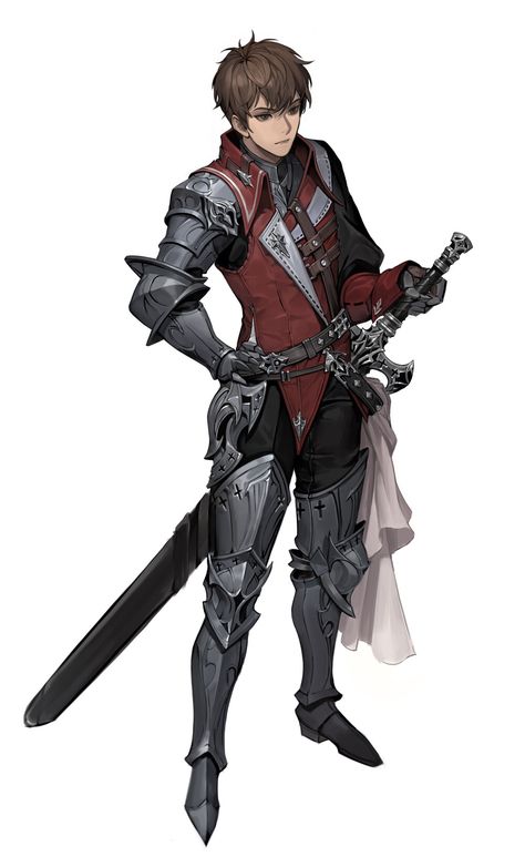 Knight Outfit Men Drawing, Knight Uniform Concept, Knight Anime Character Design, Shield Knight Character Design, Paladin Outfit Male, Modern Knight Character Art, Fencer Character Design, Male Armor Design, Knight Design Character