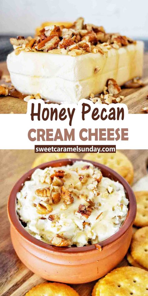 Honey Pecan Cream Cheese, Cream Cheese Delight, Spread For Bagels, Sweet Cream Cheese Dip, Cream Cheese Spread Recipes, Recipe Using Honey, Flavored Butter Recipes, Cheese Spread Recipes, Flavored Cream Cheeses