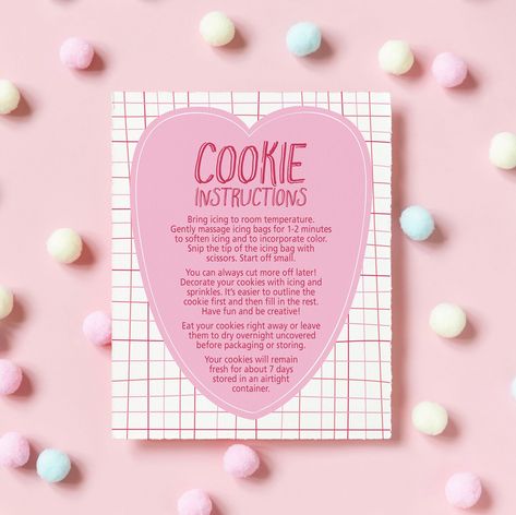 Valentines DIY Cookie Kit Instruction Card, Valentine Cookiecard, INSTANT Download, Cookie Run, Cookie Kit Printable, Digital File by RoseMerryPrints on Etsy Valentine Cookie Kit, Sugar Cookie Kit, Diy Cookie Kit, Valentines Cookie, Valentines Treats, Saint Valentin Diy, Valentines Bricolage, Cookie Exchange Party, Cookie Kit