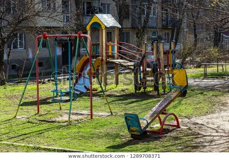 Thrown Playground Rusty Swing Stock Photo (Edit Now) 1289708371 Playground Aesthetic, Old Playground, Park Playground, School Playground, Aesthetic Board, Dirty Dishes, Pumpkin Head, Year 3, Anatomy Reference