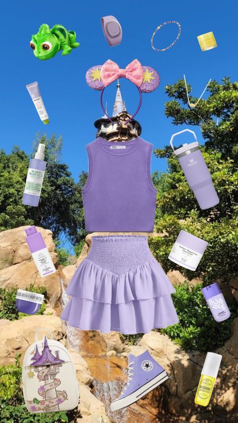 #outfitinspo #beauty #skincare #cute #preppy #disney #disneyprincess #princess #rapunzel #purple #yellow #green #tangled #disneyworld #disneyland #disneybounding Rapunzel Disneybound, Rapunzel Purple, Disney Themed Outfits, Princess Rapunzel, Themed Outfits, Beauty Skincare, Rapunzel, Tangled, Disney World