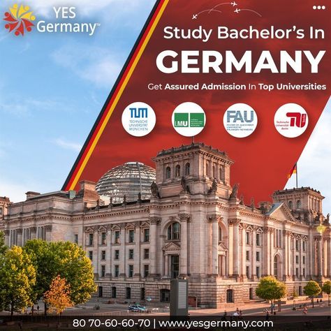 Universities In Germany, University Of Munich, German Language Course, Germany Poster, Study In Germany, Social Media Images Design, Education Poster Design, Master Studies, Work Permit