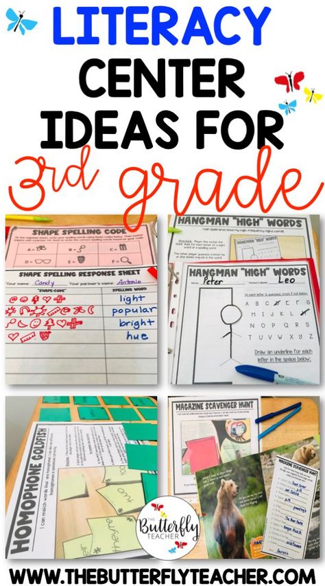 Literacy centers are a great way to help 3rd grade students practice ELA skills and standards.  This post shares ideas for reading, writing, word work, and grammar stations that are great for third graders.  #thirdgradewordwork #3rdgradeliteracycenters #3rdgradecenters #centersfor3rd #smallgroupsinthirdgrade #thirdgradeideas #literacycenters #literacycenters3rdgraders 3rd Grade Rotations, Third Grade Word Work Activities, Daily 5 Stations For Third Grade, Centers For Third Grade, Literacy Center 3rd Grade, 3rd Grade Classroom Reading, Word Work 3rd Grade Activities, Must Do May Do Centers 3rd Grade, Grade 3 Word Work