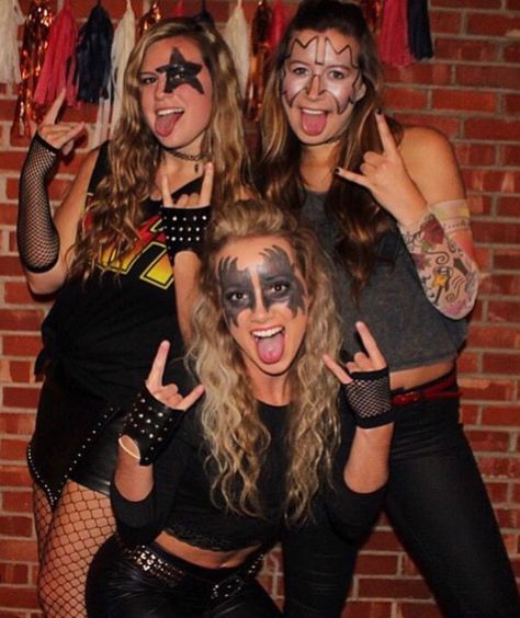 Rock N Roll Spirit Week Outfit, Metallica Costume, Rock Costume Women, Girls Rock Star Costume, Disfraz Rock And Roll, Rockstar Costume Women, Kiss Band Costume, 80s Hairband, Rockstar Halloween Costume