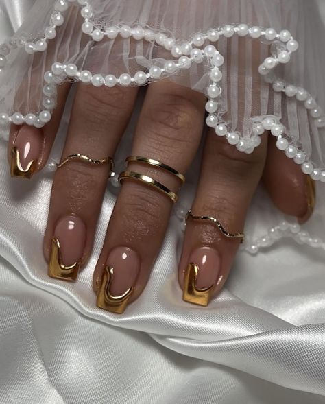 Clay Nails, Greek Nails, Gold Acrylic Nails, Bridesmaids Nails, Classy Acrylic, Korean Nail Art, September Nails, Elegant Nail Designs, Square Nail Designs