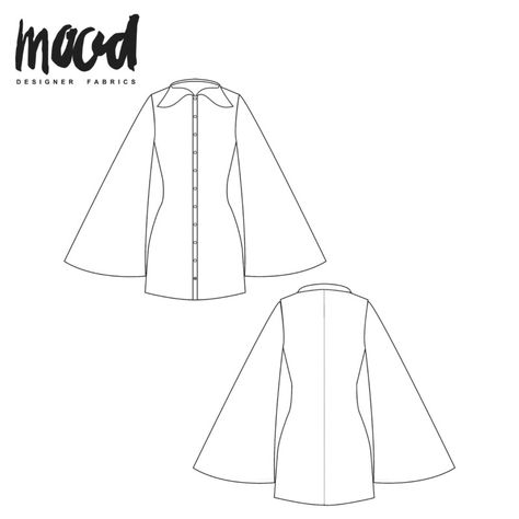 Sew Ins, Bell Sleeve Pattern, Fashion Design Inspiration, Mood Sewciety, Japanese Sewing Patterns, Free Pdf Sewing Patterns, Plus Size Sewing Patterns, Free Sewing Patterns, Mood Fabrics