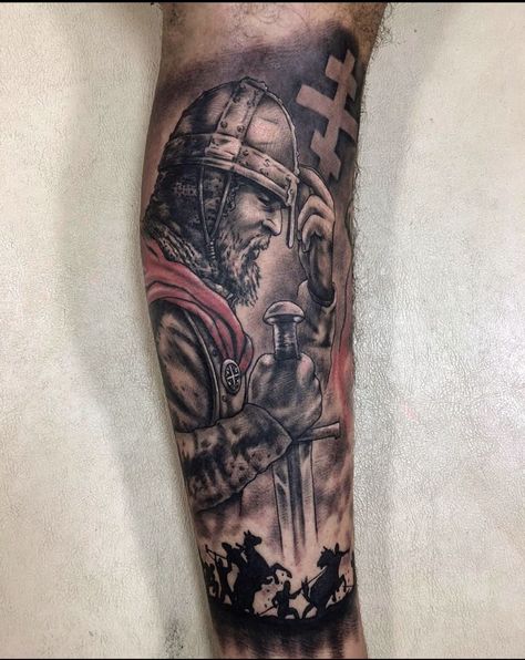 Serbian Knight Tattoo, Slavic Warrior Tattoo, English Warrior Tattoo, Serbia Tattoo Ideas, Serbian Warrior Tattoo, Ortodox Serbian Tattoo, Delije Sever Tattoo, Gavrilo Princip Tattoo, Pravoslavni Krst Tattoo