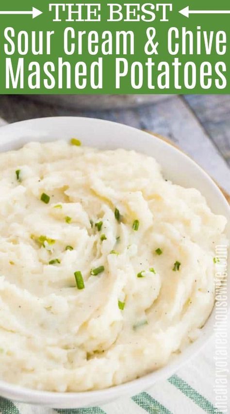 Mashed Potatoes Recipe Sour Cream, Chive Mashed Potatoes, Best Mashed Potatoes Ever, Ranch Mashed Potatoes, Sour Cream Mashed Potatoes, Mashed Potatoes Recipe Easy, Sour Cream Potatoes, Homemade Sour Cream, Easy Mashed Potatoes