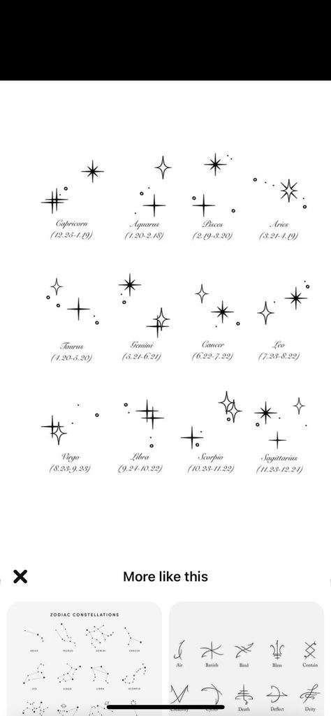 Symbolic Tattoos For Family, Couples Star Tattoos, Friend Star Tattoos, Month Tattoos Symbols, Symbolic Family Tattoos Woman, Birth Month Star Tattoo, Things That Represent August, July Birth Symbols, Birth Stars Tattoo