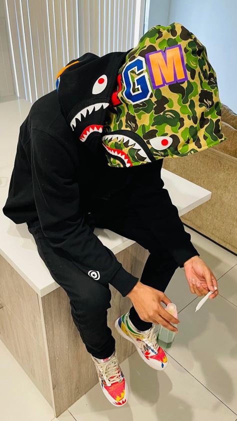 Bape Hoodie Men, Bape Shark Hoodie, Bape Jacket, Bape Outfits, Custom Fitted Hats, Gentleman Lifestyle, Hoodie Outfit Men, Bape Shark, Hypebeast Streetwear