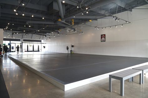 Bjj Gym Design, Mma Gym Design, Gym Lights, Karate Aesthetic, Dojo Decor, Bjj Gym, Jiu Jitsu Gym, Dojo Design, Academy Design